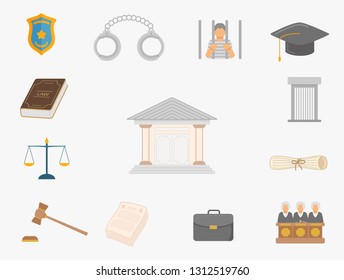 law doodle style with various object about laws - vector illustration