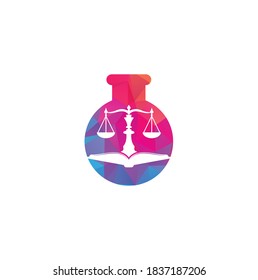 Law education lab shape concept logo design. Vector Libra and open book logo combination.	