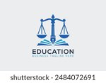 Law education logo design. book logo combination. law book attorney logo design