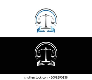 Law Education Logo Design With Book Combination Vector Symbol.