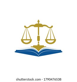 Law education logo design. Vector Libra and open book logo combination.