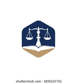 Law education logo design. Vector Libra and open book logo combination.