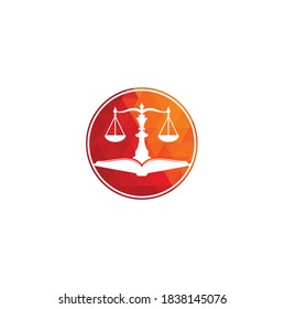 Diseño del logo de la educación jurídica. Vector Libra y combinación de logotipo de libro abierto.