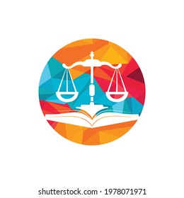 Law education logo design. Vector Libra and open book logo combination.