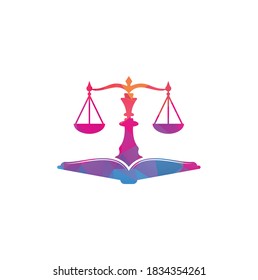 Law education shield shape concept logo design. Vector Libra and open book logo combination.	