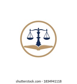 Law education shield shape concept logo design. Vector Libra and open book logo combination.	