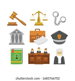 Law element set isolated vector illustration