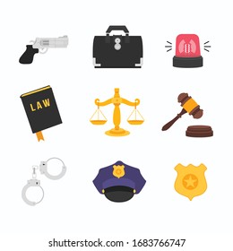 Law element set isolated vector illustration