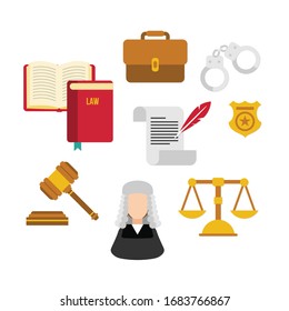 Law element set isolated vector illustration