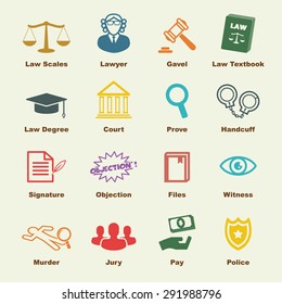 Law Elements, Vector Infographic Icons