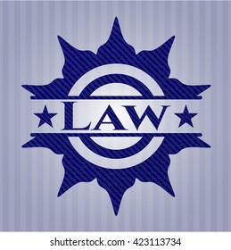 Law emblem with jean background