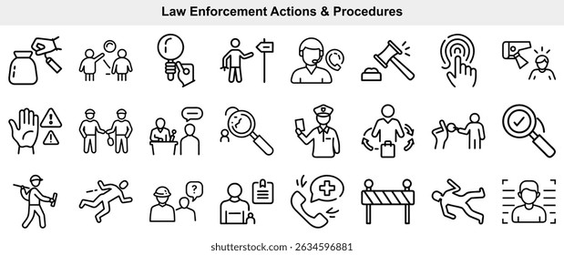 Law Enforcement Actions and Procedures Icon Set