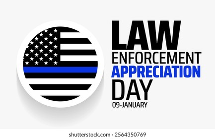 Law enforcement appreciation day background banner or poster design template. observed every year in January. Holiday concept. Use to any Template, card, poster, placard, template.