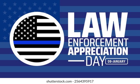 Law enforcement appreciation day background banner or poster design template. observed every year in January. Holiday concept. Use to any Template, card, poster, placard, template.