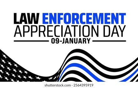 Law enforcement appreciation day background banner or poster design template. observed every year in January. Holiday concept. Use to any Template, card, poster, placard, template.