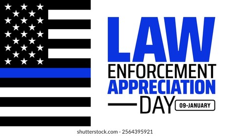 Law enforcement appreciation day background banner or poster design template. observed every year in January. Holiday concept. Use to any Template, card, poster, placard, template.