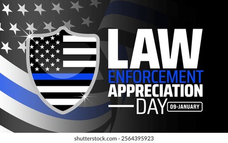 Law enforcement appreciation day background banner or poster design template. observed every year in January. Holiday concept. Use to any Template, card, poster, placard, template.