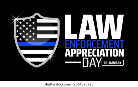 Law enforcement appreciation day background banner or poster design template. observed every year in January. Holiday concept. Use to any Template, card, poster, placard, template.