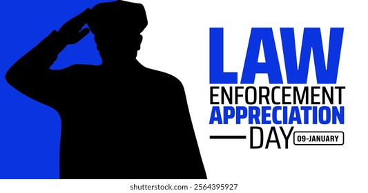 Law enforcement appreciation day background banner or poster design template. observed every year in January. Holiday concept. Use to any Template, card, poster, placard, template.