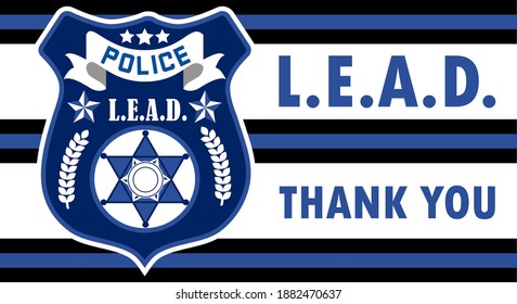 Law Enforcement Appreciation Day is celebrated in USA on January 9th each year. Police department badge, sheriff shield is shown. Flat vector with for flyer, web, banner, emblem, logo.