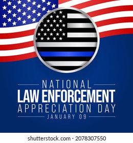 Law enforcement appreciation day (LEAD) is observed every year on January 9, to thank and show support to our local law enforcement officers who protect and serve. vector illustration