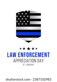 Law enforcement appreciation day (LEAD) is observed every year on January 9, to thank and show support to our local law enforcement officers who protect and serve. vector illustration