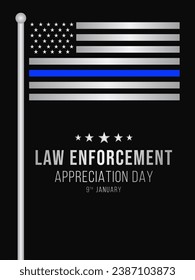 Law enforcement appreciation day (LEAD) is observed every year on January 9, to thank and show support to our local law enforcement officers who protect and serve. vector illustration