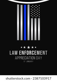 Law enforcement appreciation day (LEAD) is observed every year on January 9, to thank and show support to our local law enforcement officers who protect and serve. vector illustration