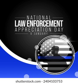 Law enforcement appreciation day (LEAD) is observed every year on January 9, to thank and show support to our local law enforcement officers who protect and serve. vector illustration