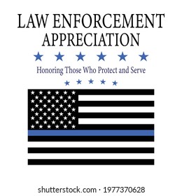 Law Enforcement Appreciation Police Thin Blue Stock Vector (Royalty ...