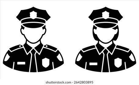 Law Enforcement Characters Uniformed Man and Woman Illustration