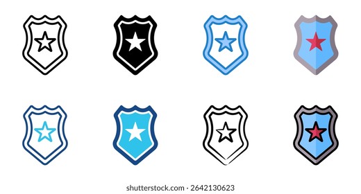 Law enforcement icon set multiple style collection 
