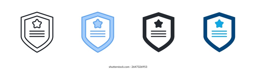 Ícone De Aplicação Da Lei Define Vários Estilos. Projetado Em Contorno, Azul, Glifo, Tom Duplo