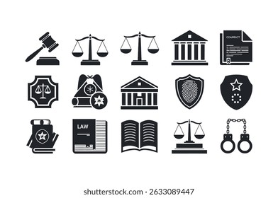 Law Enforcement and Judicial System Icons Set