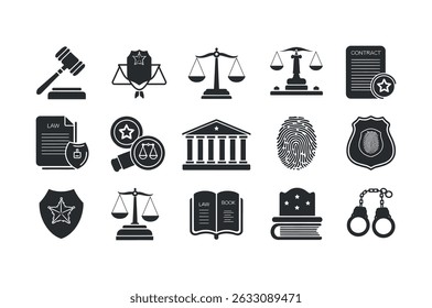 Law Enforcement and Judicial System Icons Set