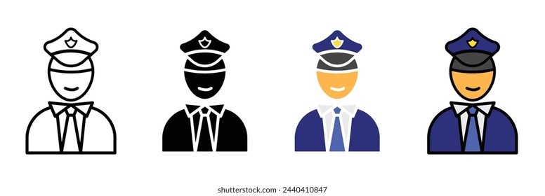 Law Enforcement and Police Symbols. Security Officer and Policeman Icons. Public Safety and Guard Emblems