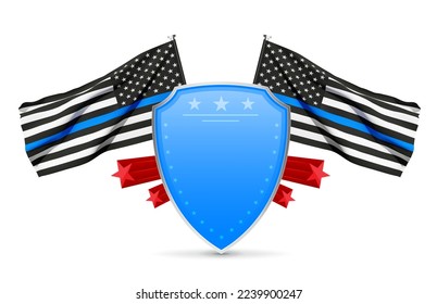 Law enforcement support flags with shield. EPS10 vector