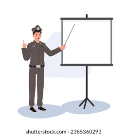 Law Enforcement Training with Thai Police Officer. Thai Police Officer Explaining on Whiteboard