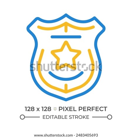 Law enforcement two color line icon. Police department service. Legal activity for citizens protection bicolor outline symbol. Duotone linear pictogram. Isolated illustration. Editable stroke