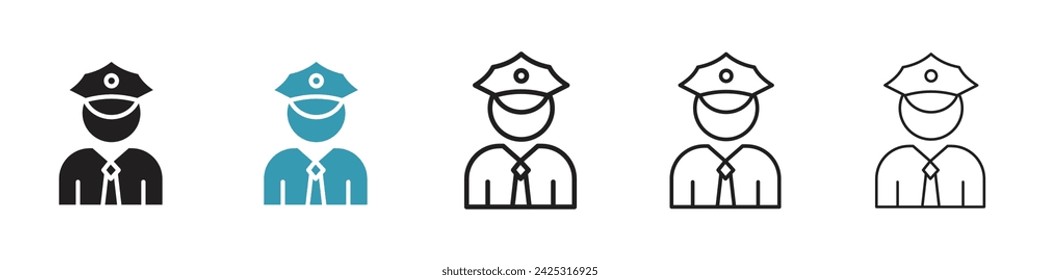 Law Enforcement Vector Icon Set. Security Patrol Vector Symbol for UI Design.