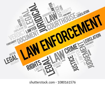 Law enforcement word cloud collage, social concept background