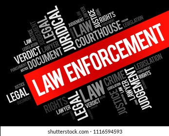 Law enforcement word cloud collage, social concept background