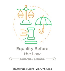 Law equality duo tone concept icon. Equal protection, legal system. Legislation, justice. Round two color outline illustration. Abstract vector design. Easy to use in infographic, presentation