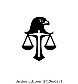 Recht Falken Adler Gerechtigkeit Logo Vektorgrafik Template Design