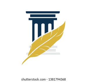 law feather logo design template vector
