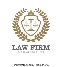 Law firm, attorney, lawyer service logo, template full vector
