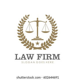 Law firm, attorney, lawyer service logo, template full vector