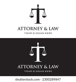 Law firm and attorney Logo.Justice template with pillar, sword and scales concept.Vector illustration.