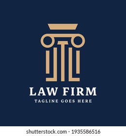 Law firm, attorney, pillar and elegance line art style logo