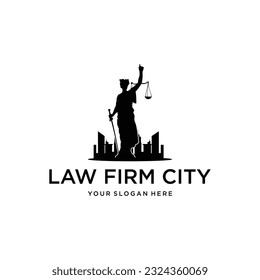 Law Firm City Creative Logo Design Vector